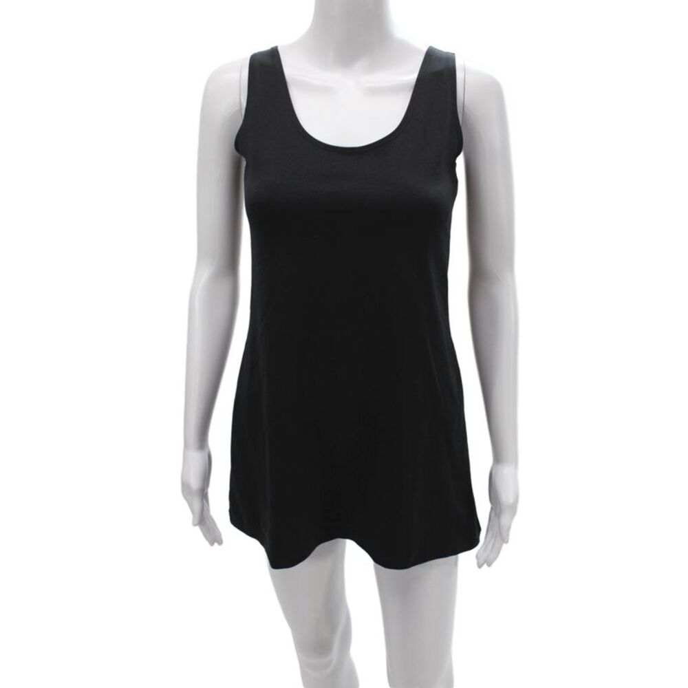 A'Nue Miami Women Basic Tank Black Scoop Neck Above Knee Size S